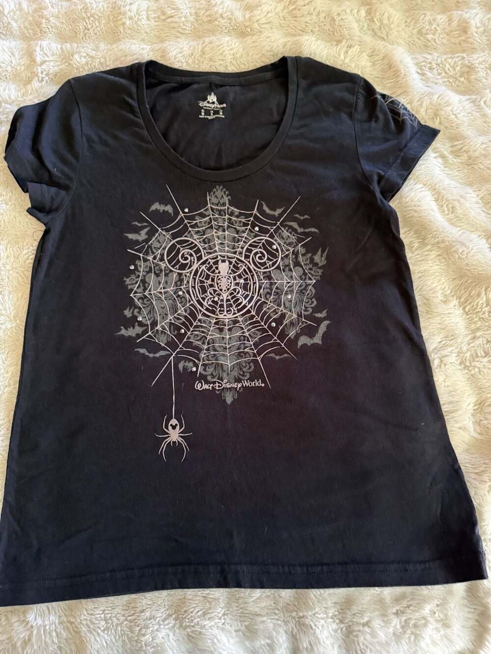 Disney Parks Mickey Spider Web Halloween Size S Black Shirt